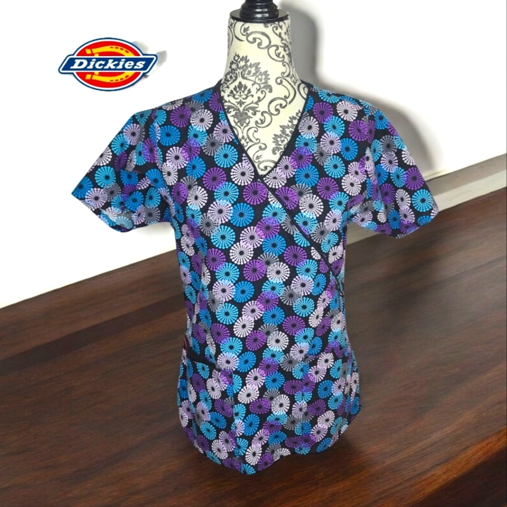 DICKIES Floral Print Scrub Top - XSmall